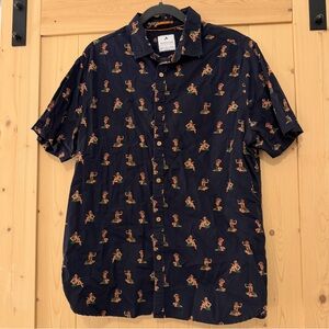 Denim & Flower Navy Shirt with Colorful Pattern